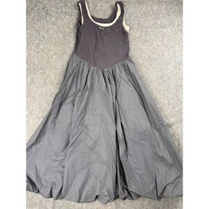 ELF Maxi Dress Womens Large Gray Cotton Blend Balloon Hem Mixed Media Boho Chic